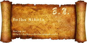 Belba Nikola névjegykártya
